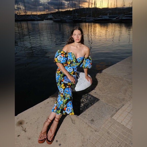 BORGO DE NOR
TATI MIDI DRESS IN PEONIA BLACK
 Uk 10 US 6 - Picture 8 of 8